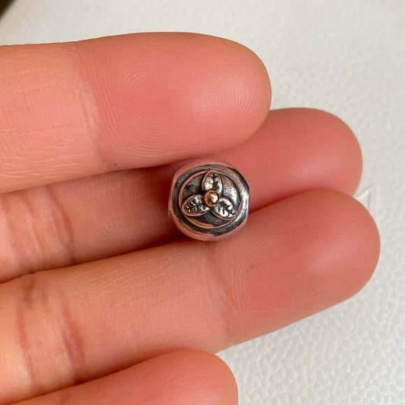 Rare Retired Pandora Cupcake Two-Tone Charm Sterling 14K Gold Cherry Hallmarked - Picture 4 of 6